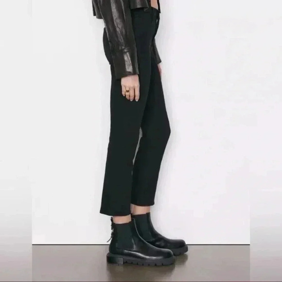 Frame LE HIGH STRAIGHT JEAN - FILM NOIR black cropped size 27 high rise - Picture 2 of 9
